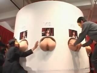 Provocative Japanese Girls Cunt Nailed From Behind And Jizzed