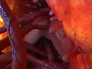 Elite oriental call girl sucks tentacle and gets another one in own Pussy