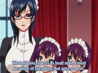 Concupiscent hentai girls competing on best handjob in 4some
