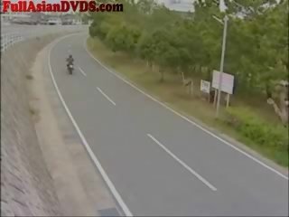 Jap girlfriend Rides toy Motorcylcle