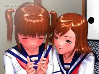 สวยงาม การ์ตูนอะนิเม หนุ่ม หญิง การถู เธอ coeds มีกำลังวังชา สำส่อน