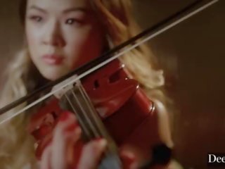 Deeper&period; Mona produces the ultimate 5-girl reverse gangbang
